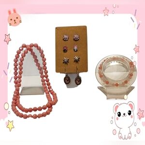 Kid's Pink Beaded Jewelry Bundle